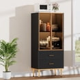 thumbnail image 4 of Bingirl Armoire de Rangement d'Exposition Moderne - Verre Cannelé - Armoire de Rangement à Porte avec 2 Tiroirs et Tablettes Ajustables pour Objets de Collection, Salon Ou Bureau (Noir), 4 of 8