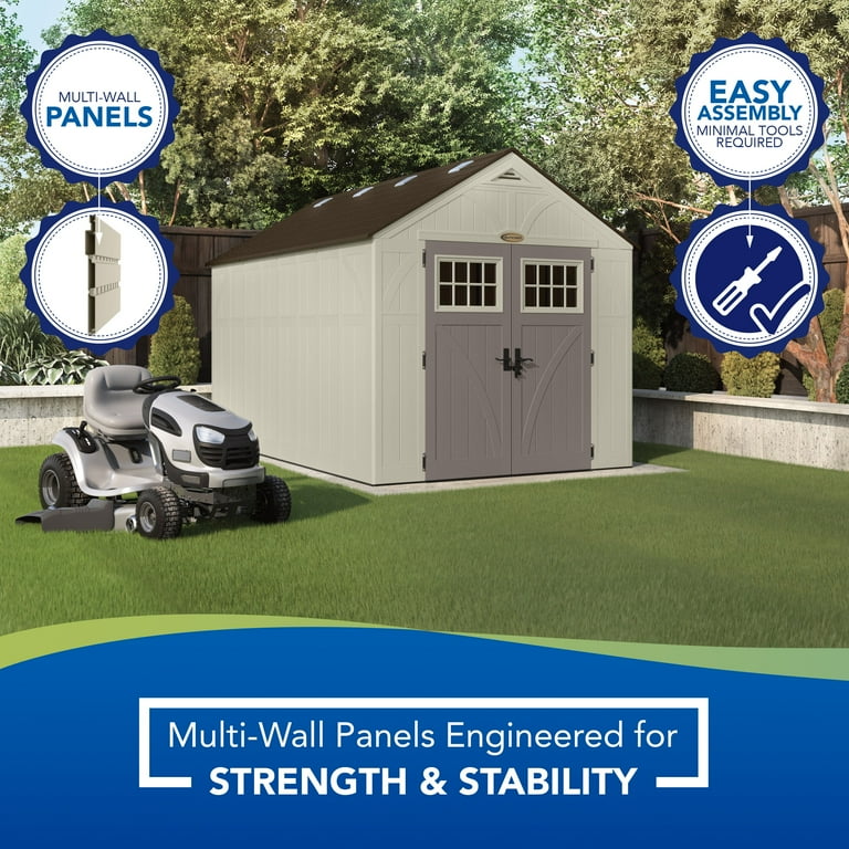 Suncast 8' x 13' Heavy-Duty Resin Tremont Storage Shed, Sand