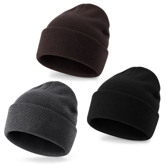 Bocaoying Men Women Knit Beanie, Warm Winter Slouch Hat, Cuffed Skull Cap with Fold‑Down Ear Coverage