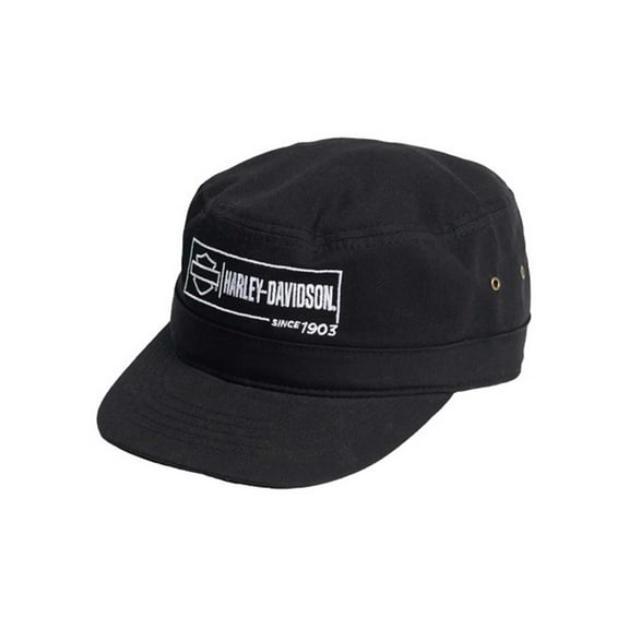 Harley-Davidson Men's Label Lockup Adjustable Closure Twill Painter's Hat- Black, Harley Davidson