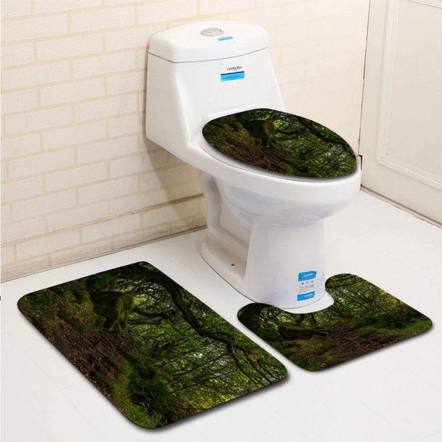 ABPHQTO Sendero Padley Gorge Juego de alfombras de baño de 3 piezas Alfombra de baño Alfombra de contorno y tapa de inodoro ABPHQTO Cont-CHAPPLE-33770