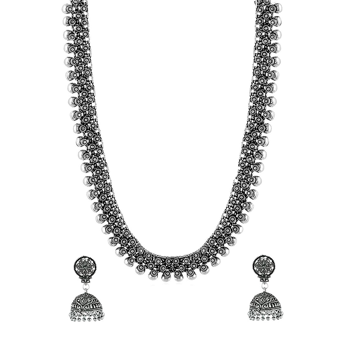 oxidised long necklace set