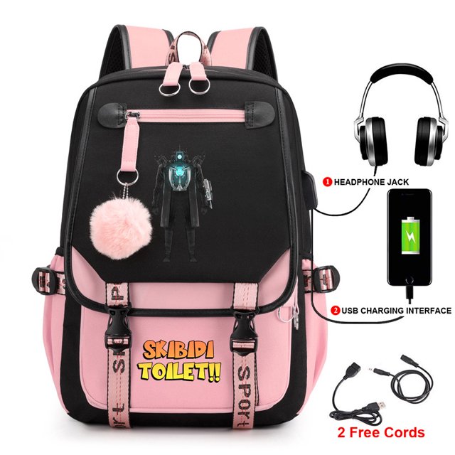Skibidy Toilet ManSkibidi ToiletBackpack Student Schoolbag Fashion BackpackUSBComputer Bag 18 Average Size