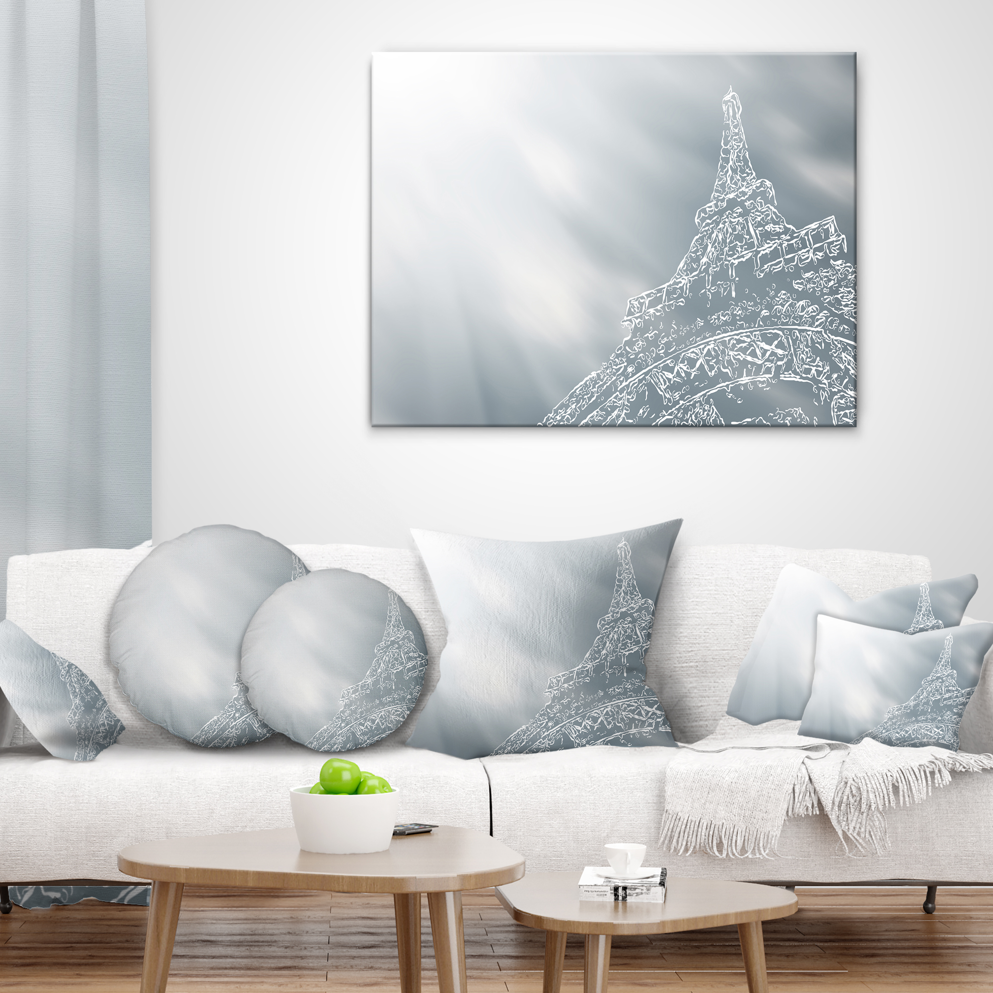 Designart Paris Eiffel TowerArt Background - Throw Pillow - 18x18