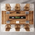 thumbnail image 3 of 8FT Large Conference Table For 10 People Industrial Rectangular Meeting Table With 2 Cable Grommets Sturdy MDF Metal Frame For Home Office Studio Business (Brown), 3 of 8