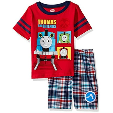 Thomas & Friends Toddler Boys' 2 Piece Thomas Tee and Plaid Short Set, Red,