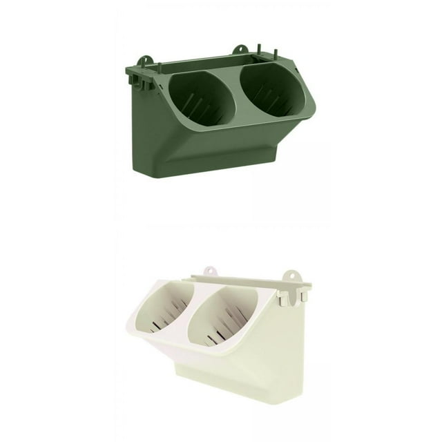 jardinera de pared,jardinera de jardín vertical de lechuga viva de verduras,valla jardín cajas al aire libre elevado espacio libre,jardin grandes maceteros para colgar en la pared terraza — Macetero apilable de resina PP 24x14.5 cm con dos tazas de plantación (Ø ext. 9.5 cm), ranuras de drenaje, ganchos superiores para colgar y cuerdas de algodón absorbente; unidades en verde y blanco; también apto para cultivar hierbas en balcones.