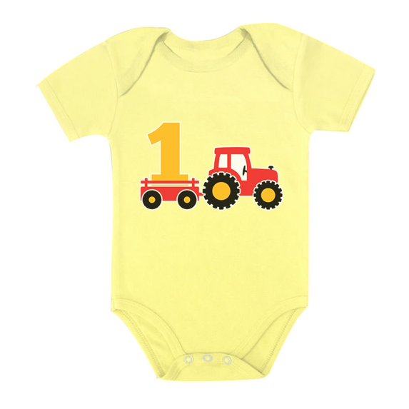 Tstars Boys 1st Birthday Gift Birthday Gift for 1 Year Old Tractor Birthday Gifts for Baby Boy One Year Old Boy Birthday Party B Day Baby Bodysuit