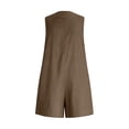 thumbnail image 4 of WULMLEO Summer Rompers For Women V Neck Sleeveless Button Front Pants Casual Loose Fit Cotton Short Jumpsuits With Pockets Brown XL, 4 of 6