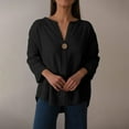 thumbnail image 2 of Vestidos Casuales Para Mujer, Blusas De Mujer De Moda Blusa informal de verano con botones, escote en V y mangas 3/4 para mujer, 2 of 9