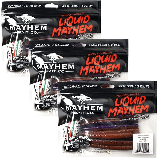Mayhem Convulsion 2.75 Soft Plastic Fishing Lures 3 Pack. Stands up on  Bottom at Rest Making it Perfect for Ned 