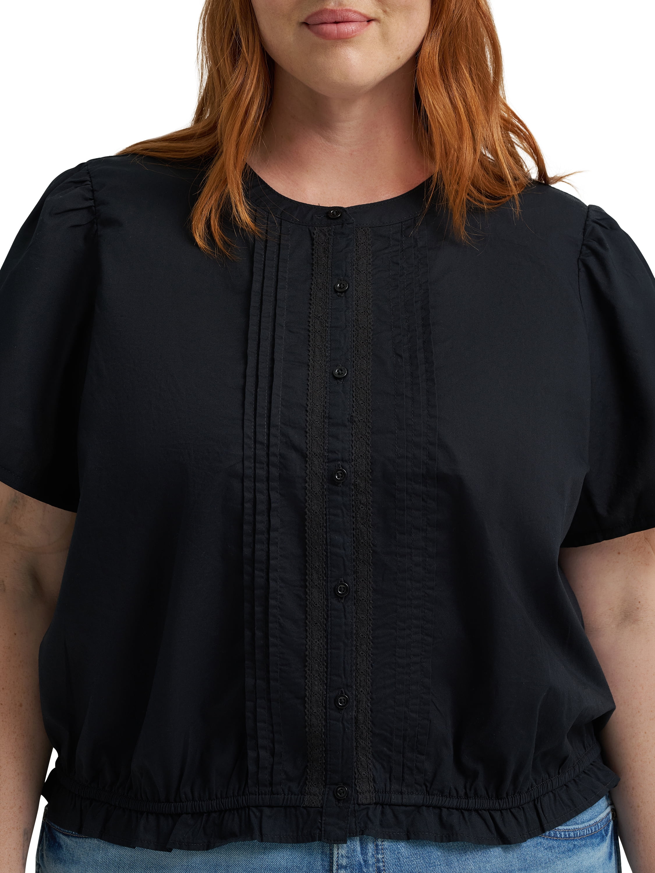 Lee® Women's Plus Short Sleeve Pintuck Top
