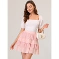 thumbnail image 2 of Minifalda Escalonada De Encaje De Cintura Alta De Verano Para Mujer Rosa S, 2 of 6