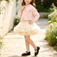 thumbnail image 5 of Girls 2 Piece Outfit Set Crew Neck Knit Sweater with 3D Flower Bow & Fluffy Tulle Tutu Skirt, Sweet Princess Style Casual Clothing Set for Little Girls Fall Winter Pink 5-6 Years, 5 of 7