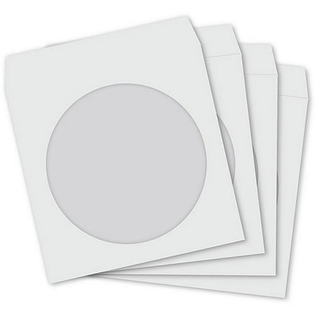 TekNmotion 200 Single CD/DVD Paper Sleeves with Clear Window and Fold-over Flap