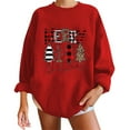 thumbnail image 3 of Scyoekwg Oversized Sweatshirts for Women Loose Fit Christmas Sweatshirt Long Sleeve Tops Round Neck Fleece Sweatshirts Leopard Plaid Christmas Tree Graphic Sweatshirt Pullover #C=Red XL(10), 3 of 5