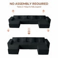 thumbnail image 7 of 67 Cloud Couch, Black Modern Sectional Couch for Living Room, L-Shaped Corduroy Boneless Sofa with Deep Seat, 1 Ottoman, Right-Facing Chaise, 7 of 7