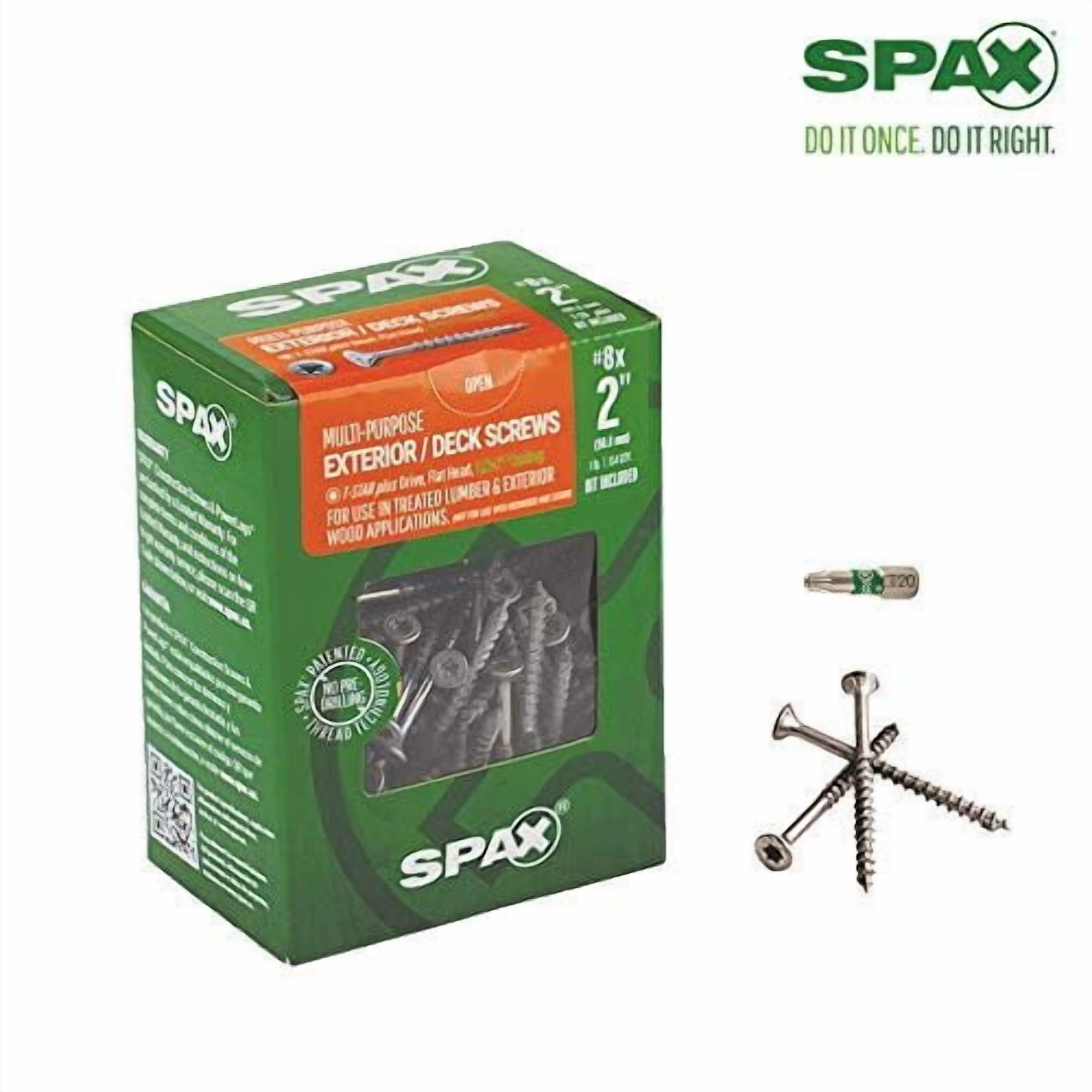 SPAX #8 x 2" Exterior Flat Head Deck Wood Screws Construction Torx T-Star Plus Pack of 5/770 Total /154 EA Pack Bit Included Rust Resistant