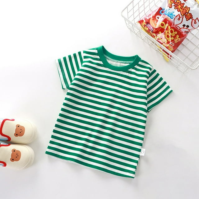 T-shirt à Manches Courtes Rayé Élégant pour Filles Confortable et Décontracté pour Enfants