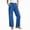 Blue, variant on Women Pull On Denim Jeans Stripe Wide Leg High Waist Pull On Pants Loose Fit Straight Casual Trousers Army Green Size S