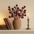 thumbnail image 4 of Burgundy Christmas Ball Picks, 17.32in Decorative Ornament Spray with Plaid Ball Accents for Xmas Tree Wreath Floral Arrangement Decor, 4 of 5