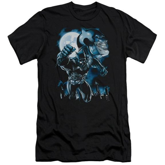 Batman Moonlight Bat Premium Canvas T-Shirt Adult Slim Fit 30/1 Black