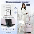 thumbnail image 4 of Underseat Carry On Luggage with Wheels, 16-inch Airline Approved Luggage Lightweight Softside Underseater Travel Suitcases Durable Overnight Bag Rolling Carry-on Bag for Women Men, Pink, 4 of 15