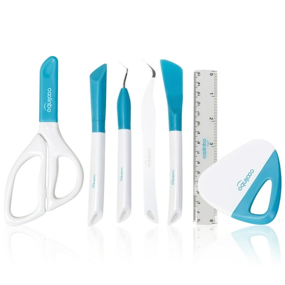 Coolinbo Vinyl Weeding Crafting Tools Basic Tool Set Scraper/Spatula/Scissors/Tweezers/Weeder Tool Kit for Scrapbooking Silhouettes Cameos