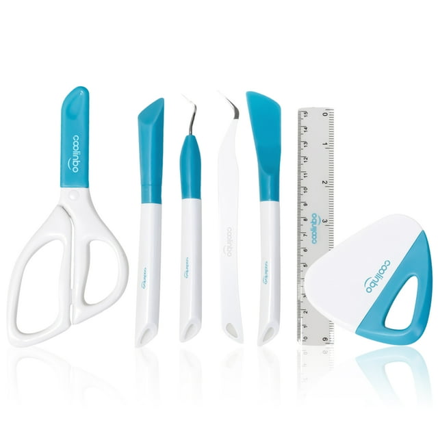 Riwcyla Vinyl Weeding Crafting Tools Basic Tool Set Scraper/Spatula/Scissors/Tweezers/Weeder Tool Kit for Scrapbooking Silhouettes Cameos DIY Art Crafting Cutting Splicing Cardstock Compati