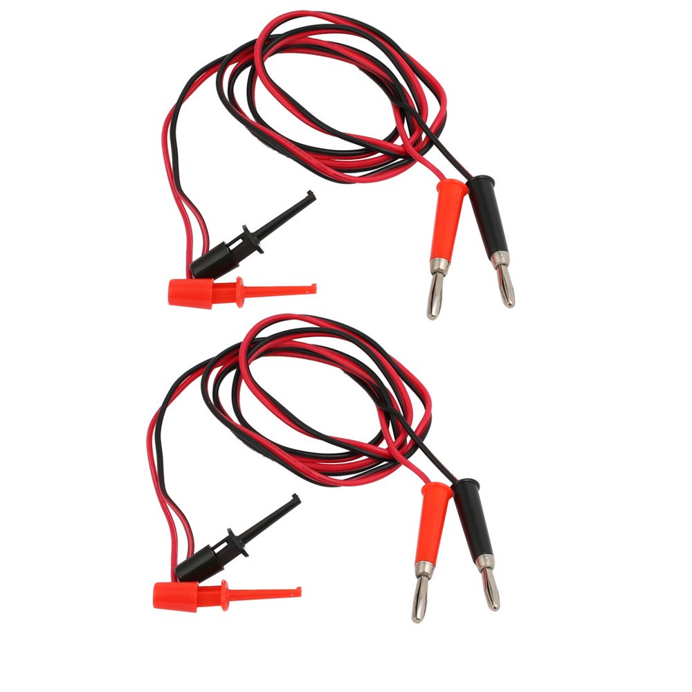 2Pcs Banana Connector Cable Jumper Silicone Hook Wire Test Leads 1m