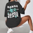 thumbnail image 4 of UANWENN T-Shirt d'Été Imprimé Col Rond Manches Courtes Raglan Style Plage Décontracté (4) T-Shirts Longs Ajustés pour Femmes Col Roulé pour Femmes Pack T-Shirts Décontractés Manches Courtes pour Femmes, 4 of 5