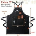 thumbnail image 2 of Chef Apron for Men Women with Pockets,Cross Back Cotton Canvas Plus Size Apron for Cooking BBQ Baking Gardening(Black), 2 of 6