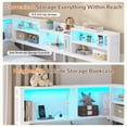 thumbnail image 4 of Twin Size Corner Bed Frame with 2 Drawers and Storage Bookcase, Twin Daybed with Charging Station & Led Lights, Metal Platform Beds for Living Room Bedroom, White, 4 of 9