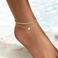 thumbnail image 3 of Women Anklet Double-Layered Adjustable Design Heart Beads Decor, 3 of 8