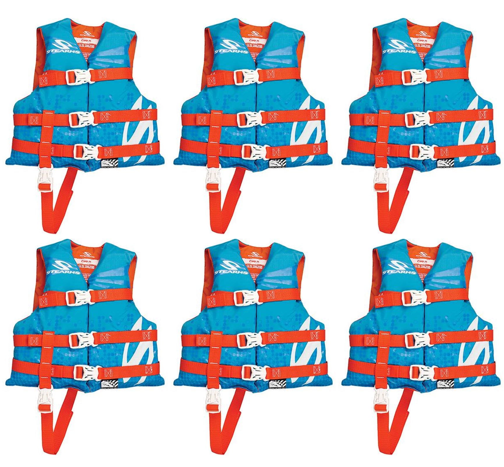 (6) COLEMAN Stearns Classic Series Kids Life Jacket Flotation Vests 30-50Lbs by COLEMAN