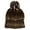 Brown/Tan, variant on Top Headwear Womens Winter Knit Beanie Hat Stripe Pom, Brown/Tan