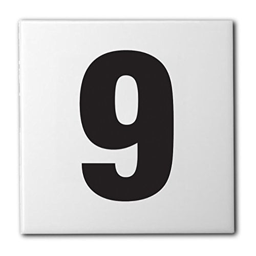 Ceramic Swimming Pool Waterline Depth Marker " 9 " Smooth Finish, 4 inch Font