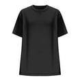 thumbnail image 4 of Camisas de Manga Corta para las Mujeres Casual Cuello Redondo Sólido, Mezcla de Algodón Moda de Verano Blusa Superior, 4 of 9