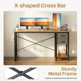 thumbnail image 4 of edx Computer Desk with Drawer 47 Inch PC Table Study Desk with 2-Tier Drawers Storage Shelf Headphone Hook, Modern Simple Style Laptop Desk for Bedroom, Rust, 4 of 9