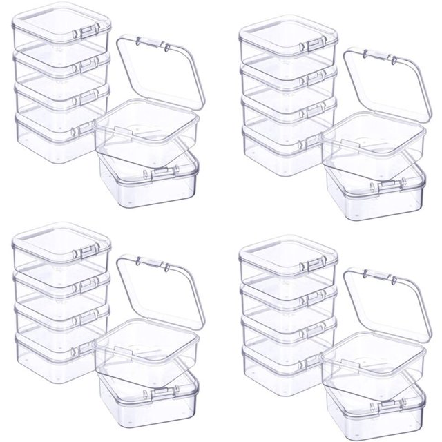 24 piezas, mini caja de almacenamiento de plástico transparente para coleccionar artículos pequeños, cuentas, tarjetas de presentación