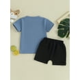 thumbnail image 5 of Yunliwuli Toddler Boy 2 Piece Summer Outfits Round Neck Short Sleeve Letter Print Tops + Elastic Waist Shorts Set Infant Baby Clothes, 5 of 10