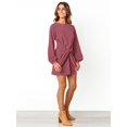 thumbnail image 3 of Vestido PRETTYGARDEN para mujer, manga larga, cuello redondo y cintura, 3 of 5