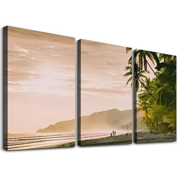SHANXI Beach and jungle at sunset National Park photo Canvas Wall Art Decor Pictures for Bedroom Wall Decor Above Bed Living Room Wall Decoration Bathroom Office Artwork 12"x16"x3pcs