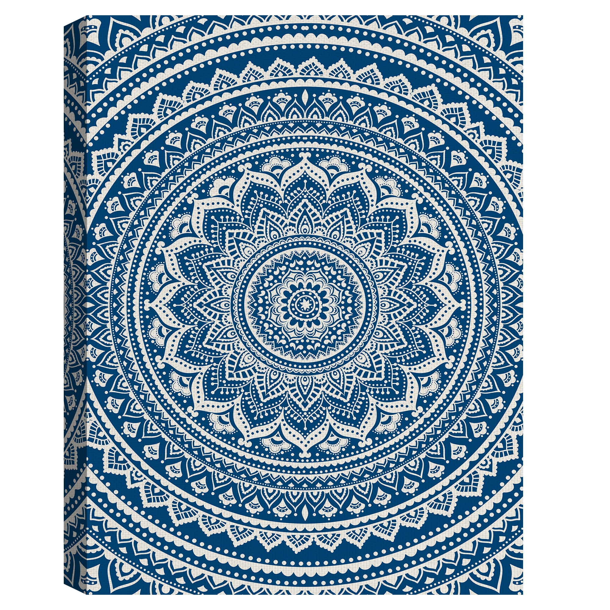 Masterpiece Art Gallery Medallion In Blue By Belle Maison Canvas Art Print 30" x 40"