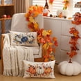 thumbnail image 2 of Fall Pillow Covers 12x20 Inch Fall Thanksgiving Dark Blue White Pumpkin Maple Leaf Lumbar Pillow Covers Polyester Fall Decoration for Home Couch, 2 of 6