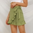 thumbnail image 3 of Fesfesfes Women Skirt Casual Solid High Waist Ruffled Frenulum Zipper Short Skirt Sale Tops on Clearance, 3 of 7