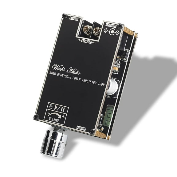 Mono Bluetooth Amplifier Board with TPA316D2 Chip, Wide Voltage Input 12-24V Peak Output Power 100W with TWS Pairing, Black (ZK-1001B)