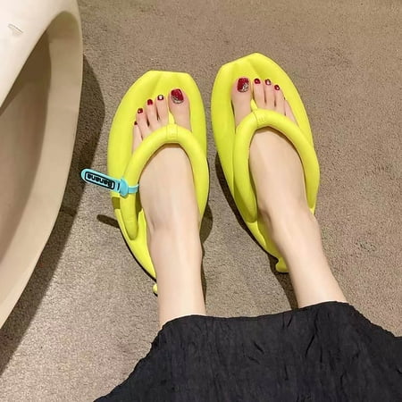 

Dpityserensio Women Men Slippers Home Couple Shoes Indoor Outside Soft Soled Banana Slippers Flip Flops Summer Green 8.5(40-41)