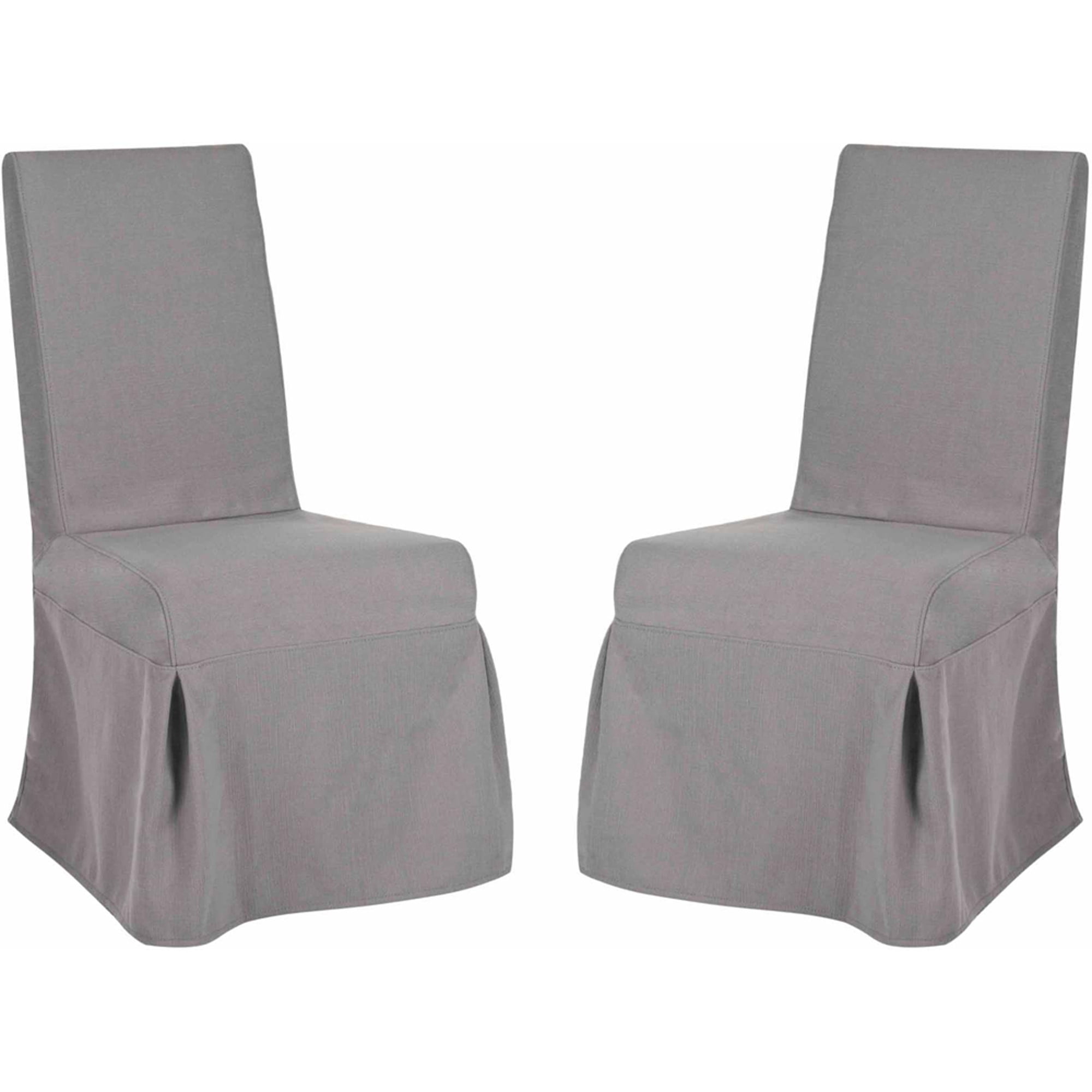 SAFAVIEH Adrianna 19''H Upholstered Rustic Slipcover Chair, Arctic Grey, Set of 2