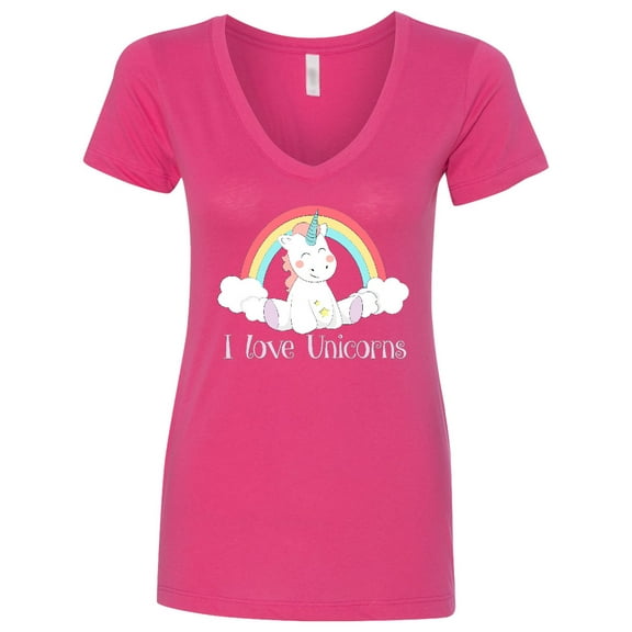 Inktastic I Love Unicorns Women's V-Neck T-Shirt